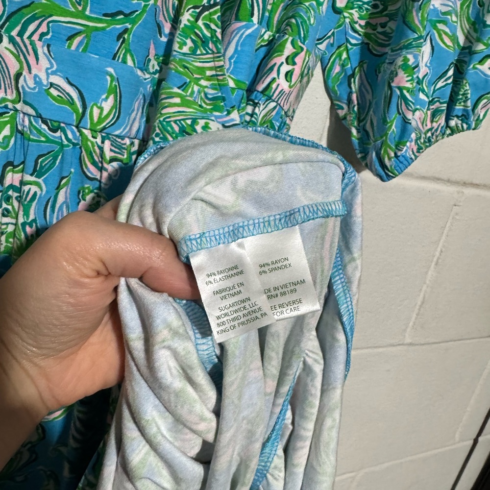 Lily Pulitzer NWOT Brantley Midi Wrap Dress Chick Magnet Print 100% Cotton Large - Picture 6 of 6